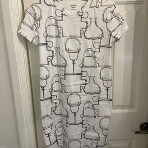 Hermes White and Gray Graphic Dress